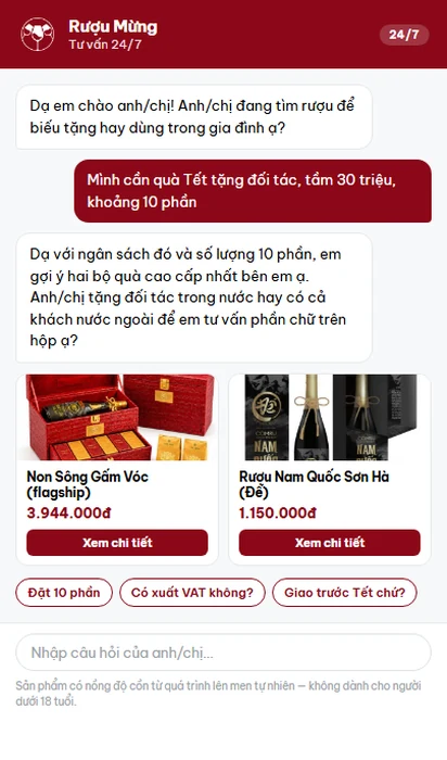 Hội thoại thật trên Website