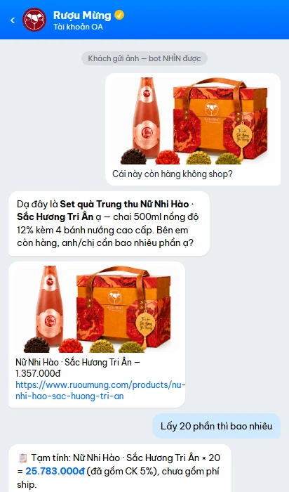 Hội thoại thật trên Zalo OA