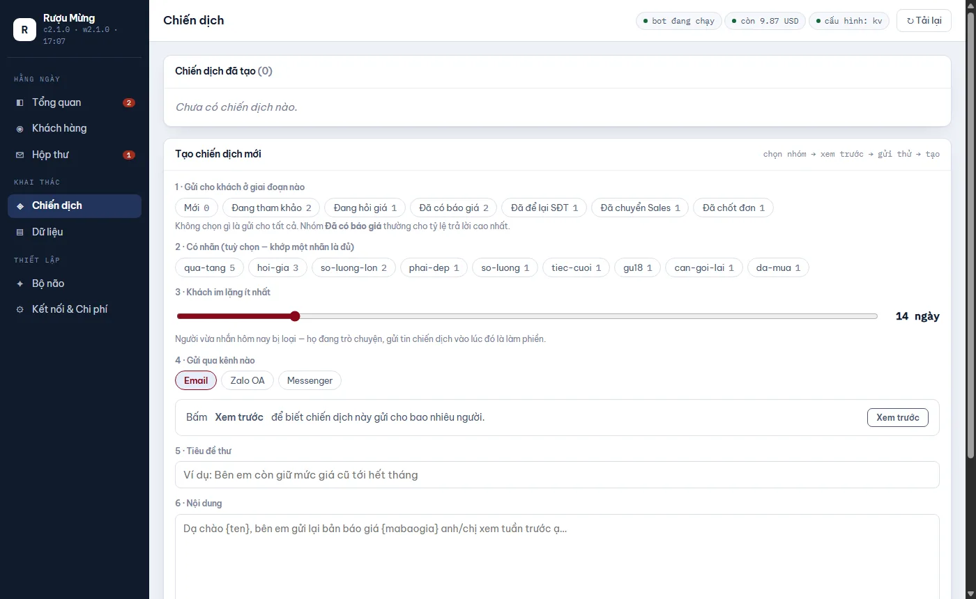 Màn Chăm sóc lại của Mini CRM